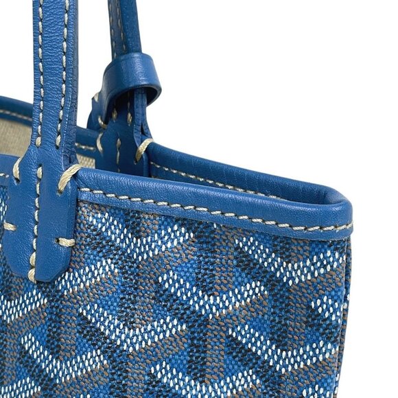 RARE Authentic Goyard Mini Saint Louis Jr Anjou Blue Shoulder Tote Bag & Pouch - Picture 4 of 7